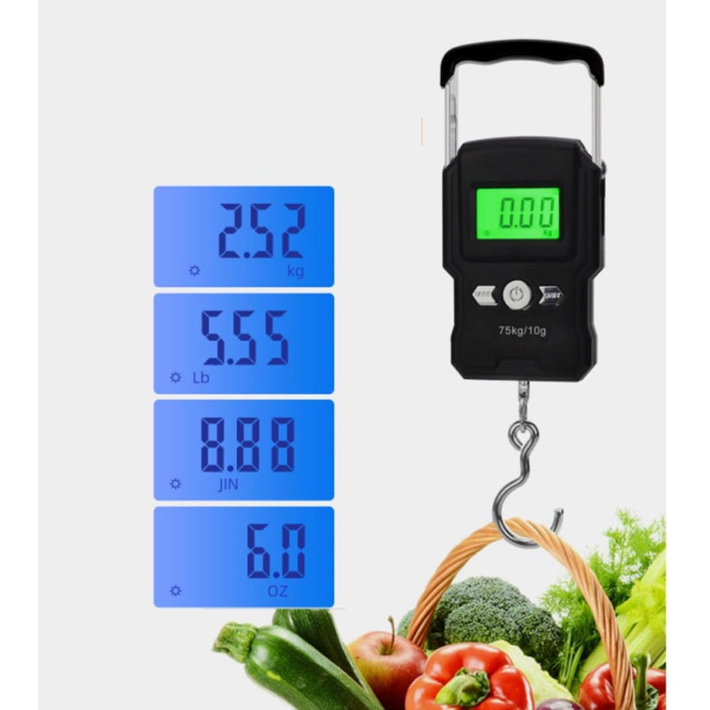 ميزان الأمتعة الرقمي المحمول بشاشة LCD مضاءة بغلاف من مادة ABS للسفر وصيد الأسماك - Image 5